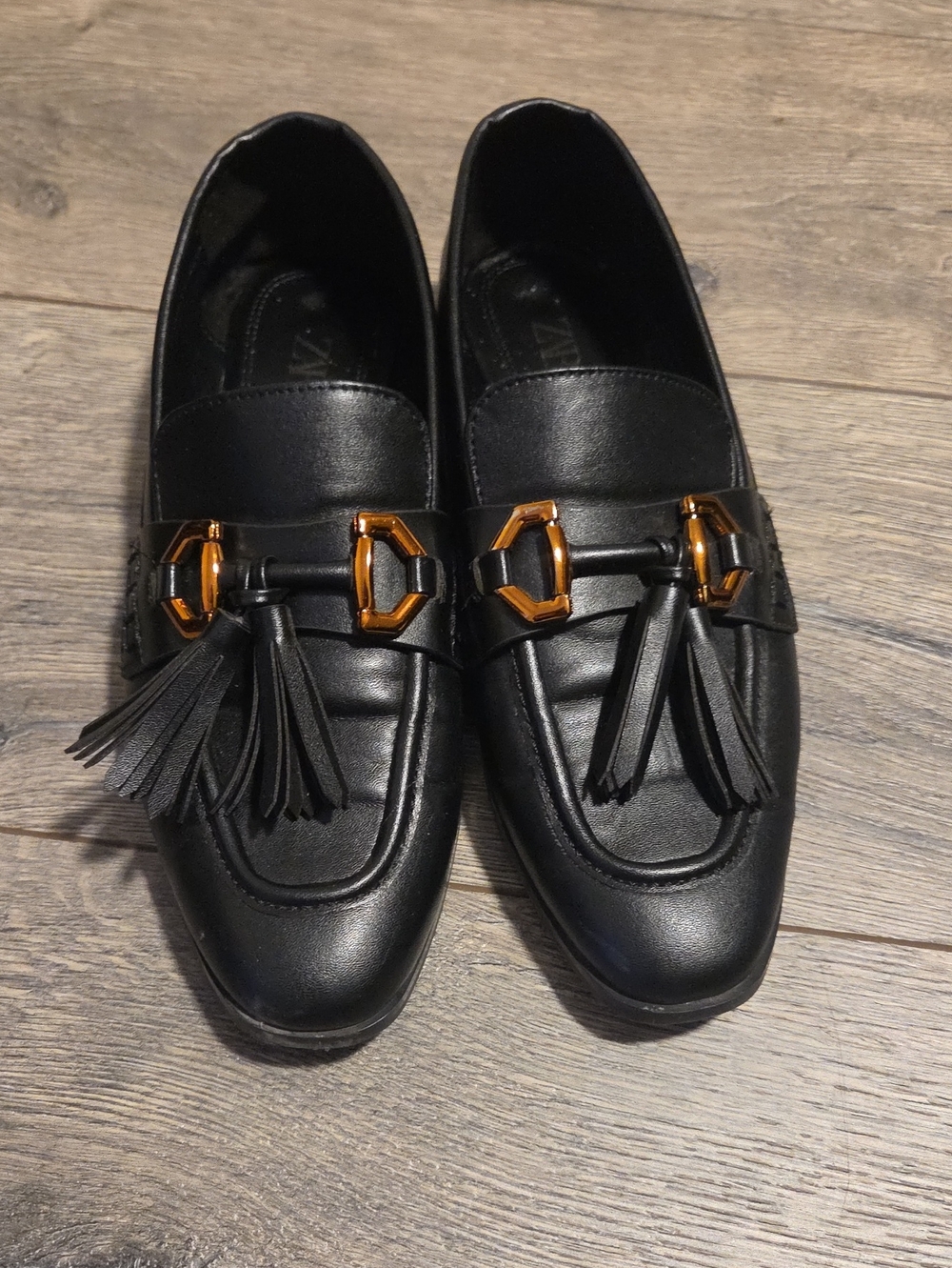 Black Tassel ZARA Loafers for Women  - Classic Slip-On Dress Shoes SIZE 40